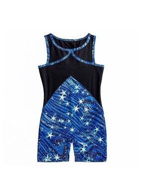 Girls Rainbeau Moves Star Dust Print Biketard Size M NWT